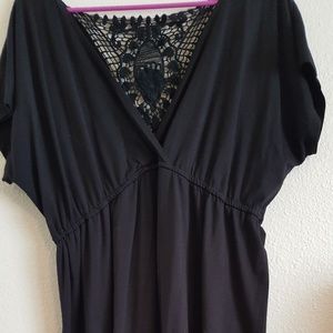 Black knee length Deep V-neck dress